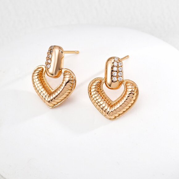 ❤️ Artisan Original Design Textured "Snakeskin" Heart Drop Earrings | S925 - Picture 1 of 6